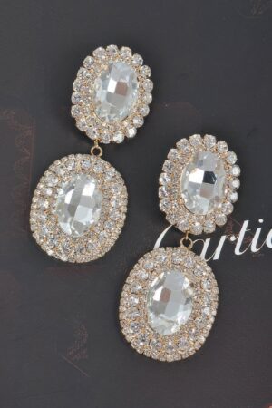 Oval Rhinestone Drop Earrings – Bold Sparkle