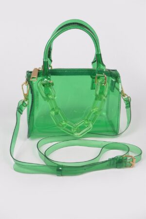 Transparent Mini Duffle Bag with Acrylic Chain