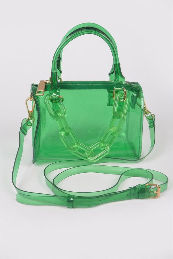 Transparent Mini Duffle Bag with Acrylic Chain