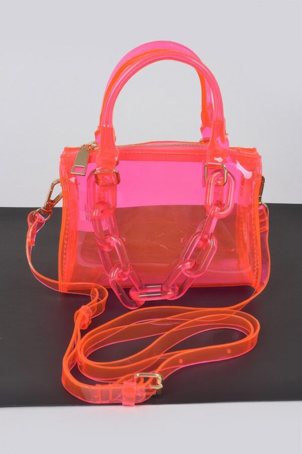 Transparent Mini Duffle Bag with Acrylic Chain