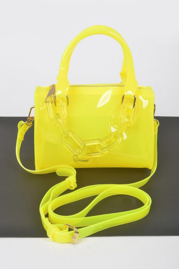 Transparent Mini Duffle Bag with Acrylic Chain