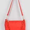 Nylon Shoulder Bag with Acrylic Chain Accent