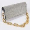Clear Rhinestone Bag with Link Chain Strap
