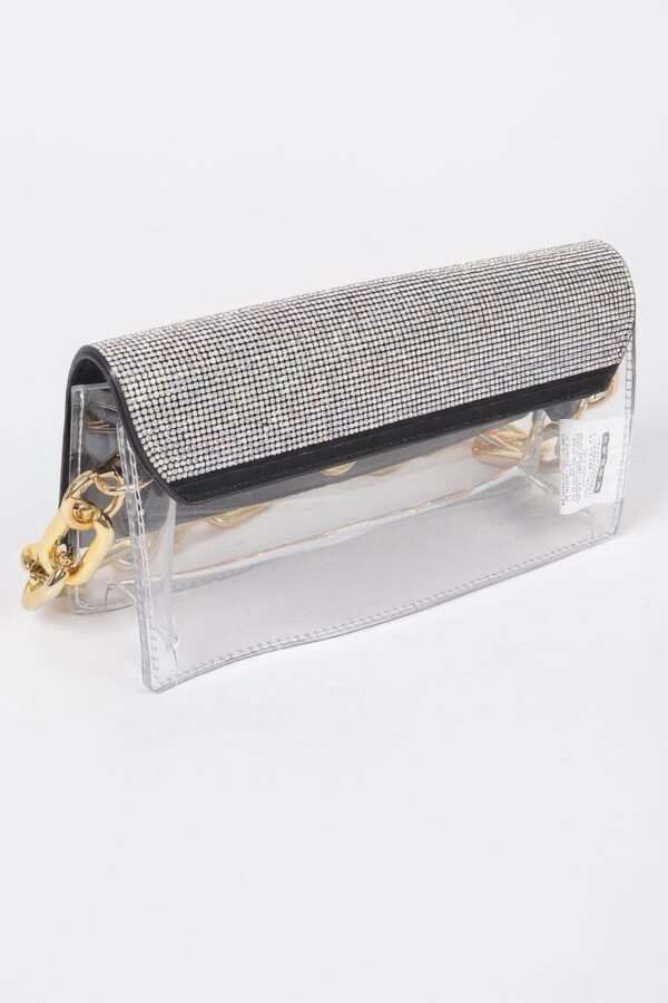 Clear Rhinestone Bag with Link Chain Strap
