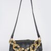 Braided Crossbody Bag with Oversized Chain Accent