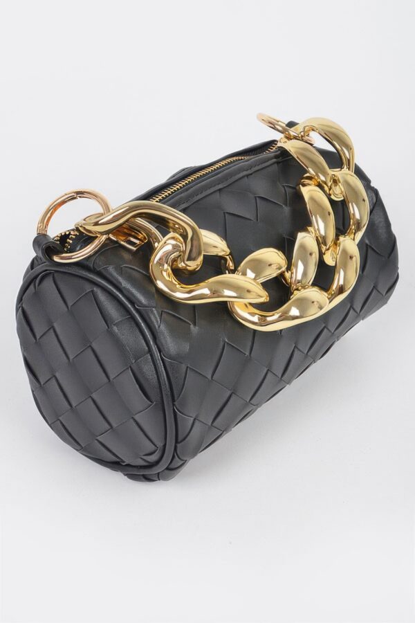 Braided Crossbody Bag with Oversized Chain Accent