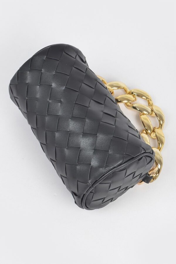 Braided Crossbody Bag with Oversized Chain Accent
