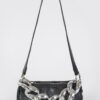 Braided Crossbody Bag with Oversized Chain Accent