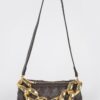 Braided Crossbody Bag with Oversized Chain Accent