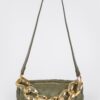 Braided Crossbody Bag with Oversized Chain Accent