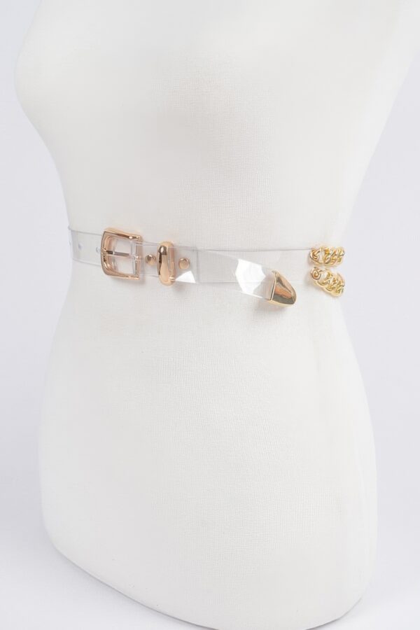 Transparent Chain-Accent Belt - Clear PVC & Iron
