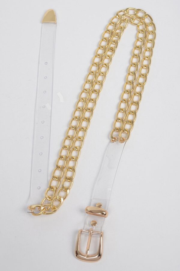Transparent Chain-Accent Belt - Clear PVC & Iron