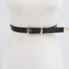 Slim Faux Leather Belt with Chain Detail