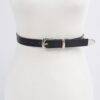 Slim Faux Leather Belt with Chain Detail