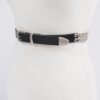 Slim Faux Leather Belt with Chain Detail
