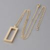 Open Rectangle Pendant Necklace – Sleek Modern Chain