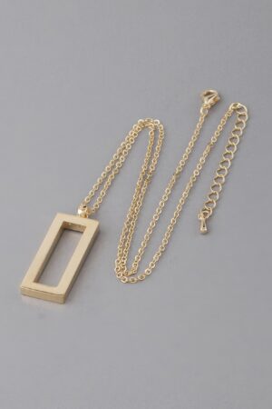 Open Rectangle Pendant Necklace – Sleek Modern Chain