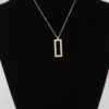 Open Rectangle Pendant Necklace - Sleek Modern Chain