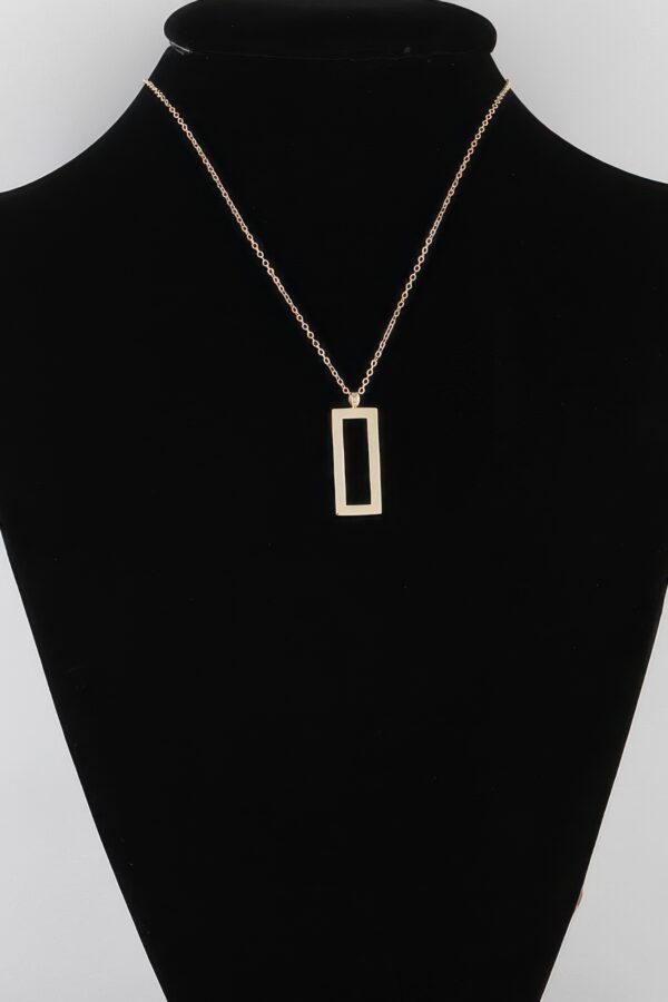 Open Rectangle Pendant Necklace - Sleek Modern Chain