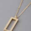 Open Rectangle Pendant Necklace - Sleek Modern Chain