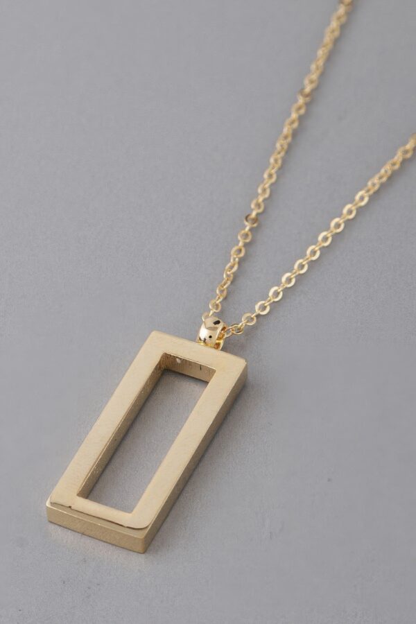 Open Rectangle Pendant Necklace - Sleek Modern Chain