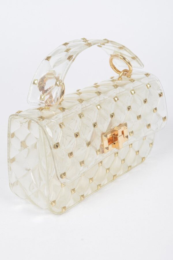 Glossy Studded Crossbody Clutch with Chain