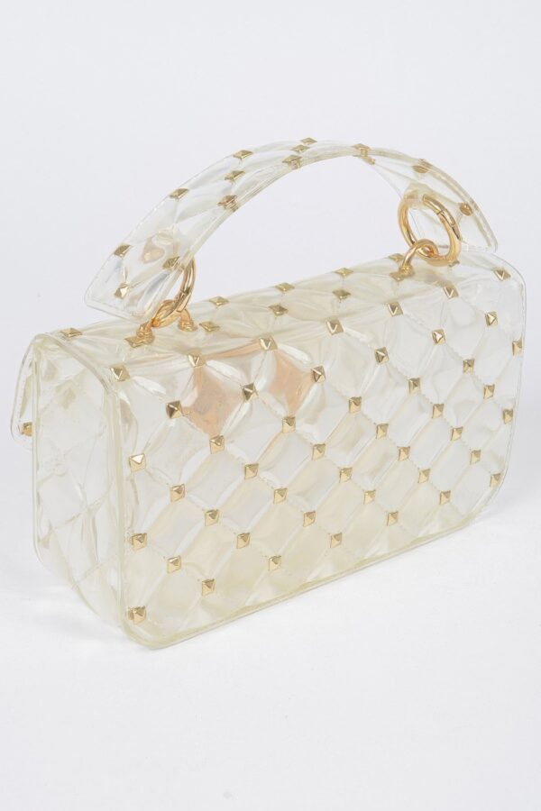 Glossy Studded Crossbody Clutch with Chain