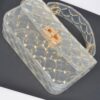 Glossy Studded Crossbody Clutch with Chain