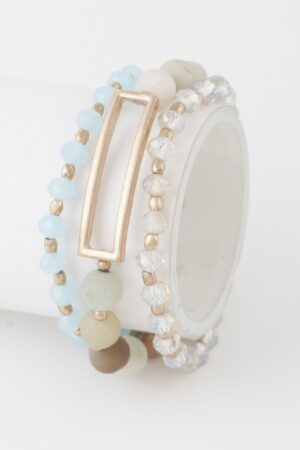 Multi-Beaded Rectangle Pendant Bracelet – Textured Accent