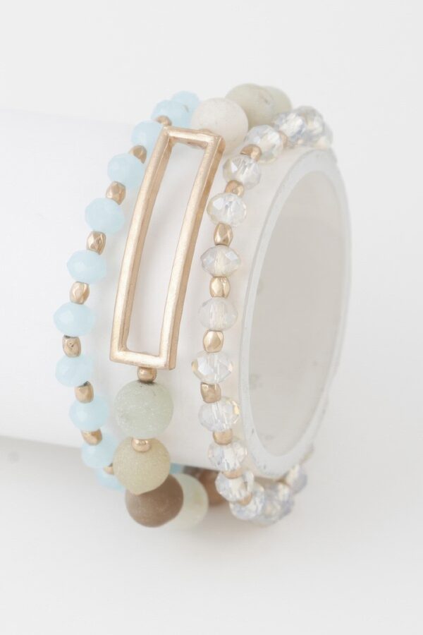 Multi-Beaded Rectangle Pendant Bracelet – Textured Accent