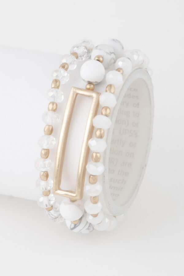Multi-Beaded Rectangle Pendant Bracelet - Textured Accent