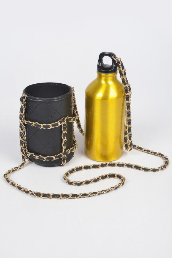 Water Bottle Chain Bag - BPA-Free PU Carrier with Chain Strap