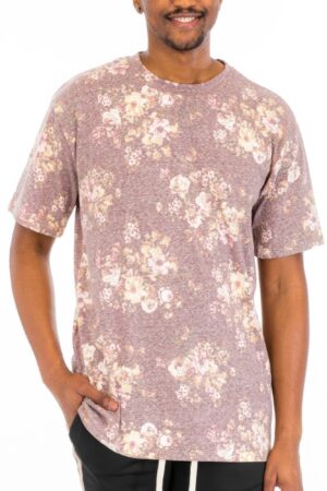 Heathered Floral Crewneck T-Shirt – Men’s Casual Top