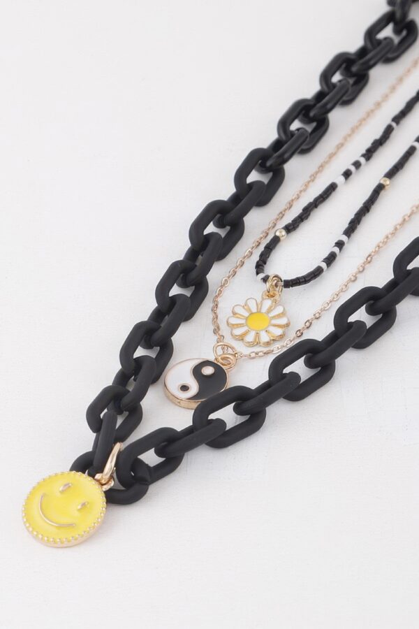 Multi Pendant Chain Necklace - Layered Charm Accent