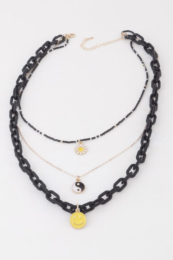 Multi Pendant Chain Necklace - Layered Charm Accent
