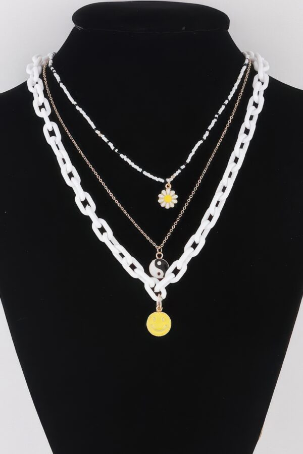 Multi Pendant Chain Necklace - Layered Charm Accent