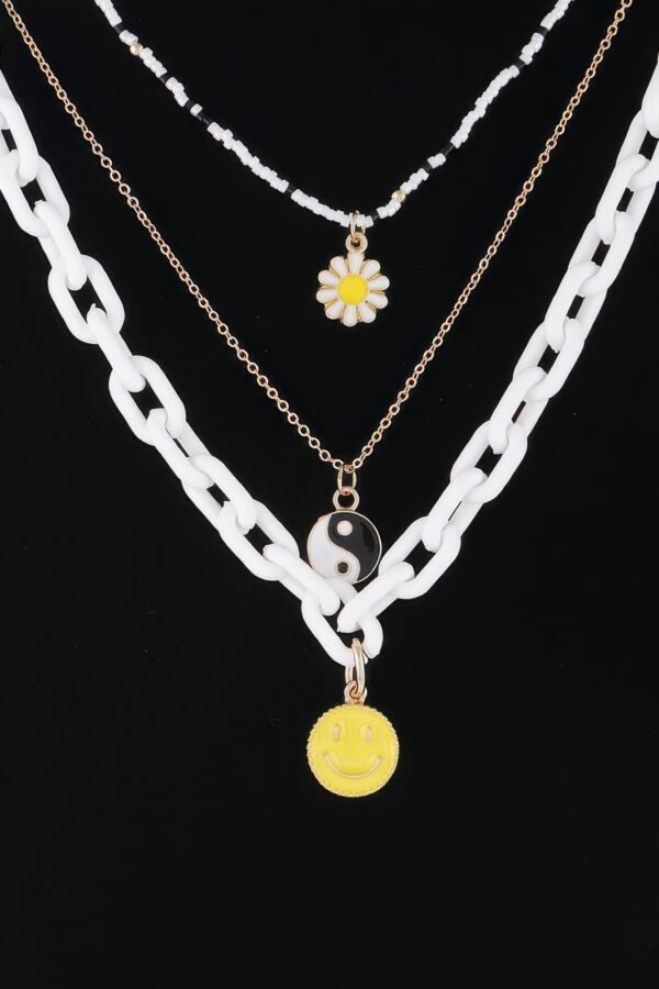 Multi Pendant Chain Necklace - Layered Charm Accent