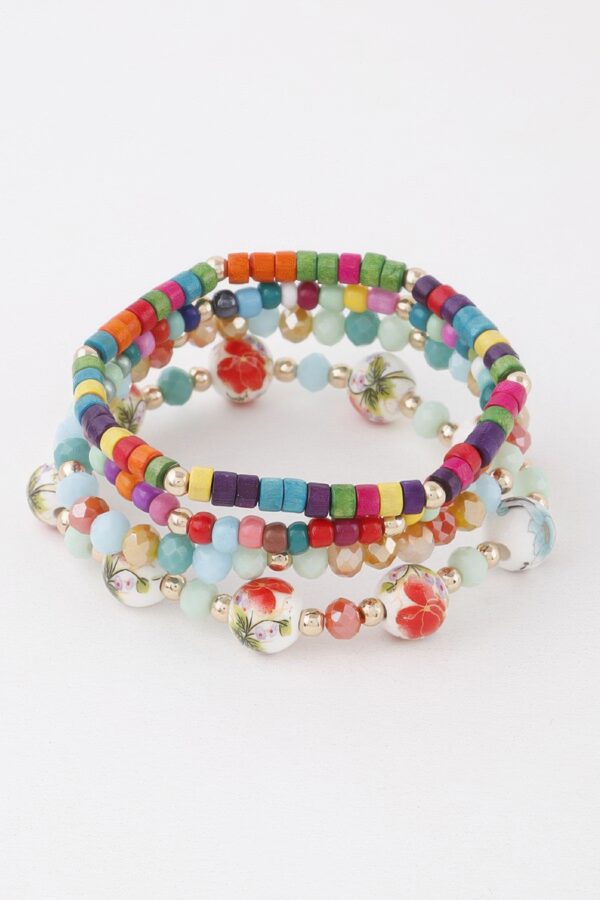 Flower Beaded Bracelet - Floral Accent Beads