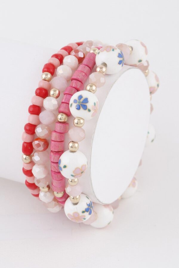 Flower Beaded Bracelet - Floral Accent Beads