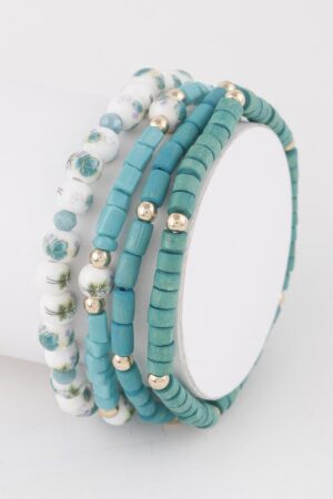 Nature-Inspired Beaded Bracelet with Decorative Accents