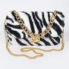 Faux Zebra Fur Shoulder Bag - Compact Statement