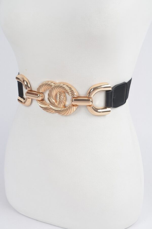 Elastic Belt with Metal Buckle Accent - 1.75 in