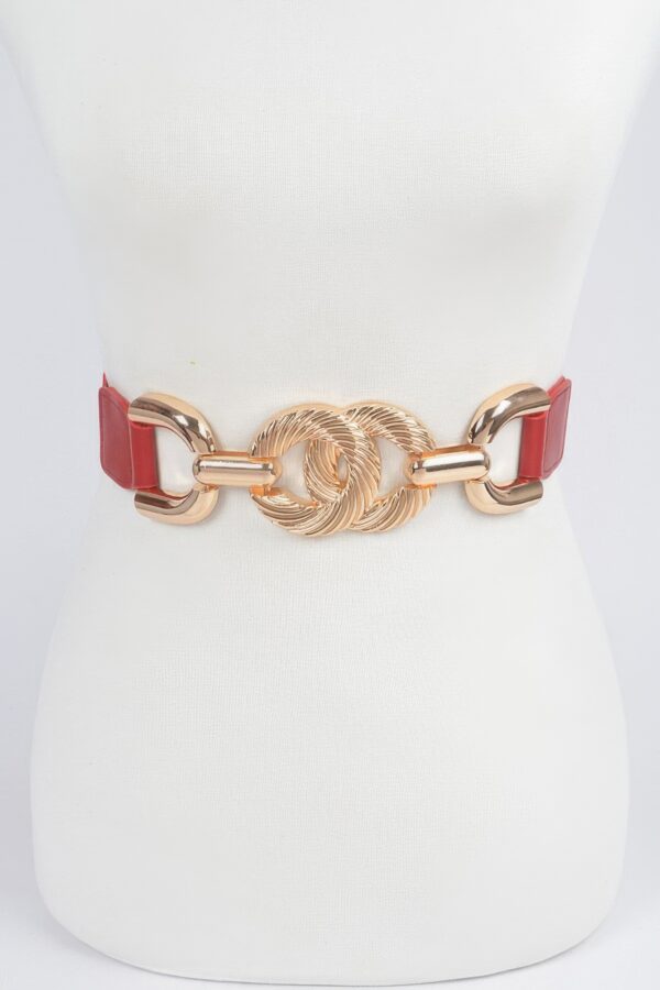 Elastic Belt with Metal Buckle Accent - 1.75 in