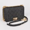 Compact Quilted Denim Crossbody Bag