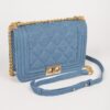 Compact Quilted Denim Crossbody Bag