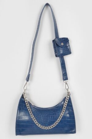 Faux Croc Chain Crossbody with AirPod Purse