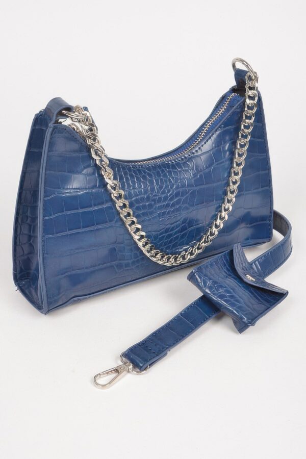 Faux Croc Chain Crossbody with AirPod Purse