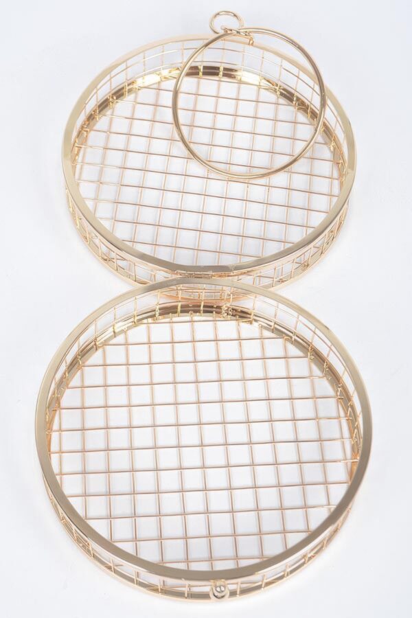 Round Wire-Frame Clutch - Metal Evening Bag