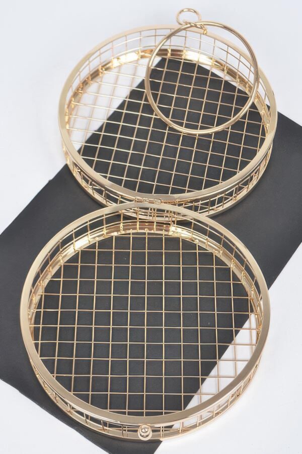 Round Wire-Frame Clutch - Metal Evening Bag