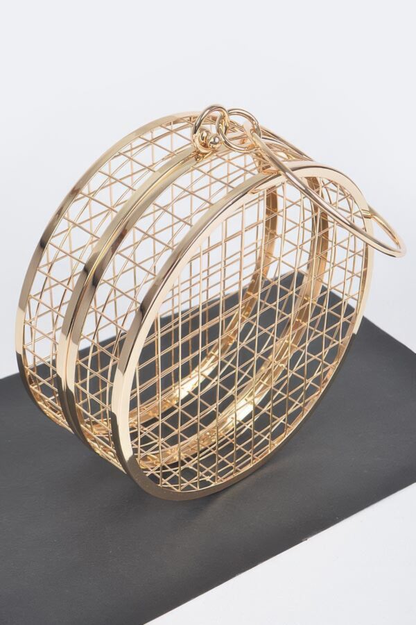 Round Wire-Frame Clutch - Metal Evening Bag